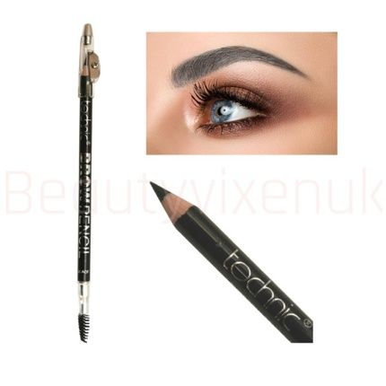 Technic Black Eyebrow Pencil With Brush & Sharpener