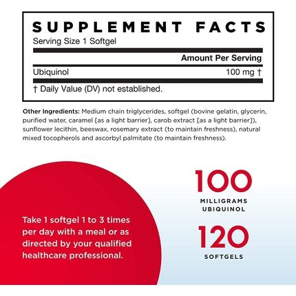 Jarrow Formulas Qh-Absorb 100Mg High Absorption Co-Q10 Softgels 120 Count