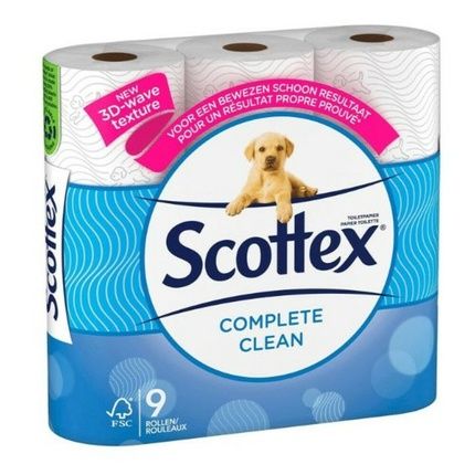 Scottex Toilet Paper Complete Clean 2Ply 9 Pieces