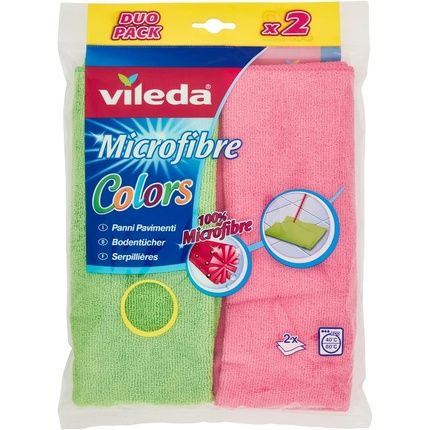 Vileda Microfibre Floor Cloth Colors - 2 Pack 2X27X30 Cm 1 Pack Green/Rose