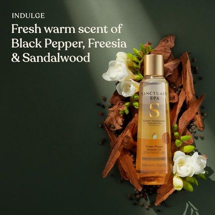 Sanctuary Spa Golden Sandalwood Three-Phase Shower Oil 250Ml