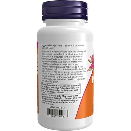 Now Pantethine Coenzyme A Precursor 300Mg Cardiovascular Health 60 Softgels - Image 3