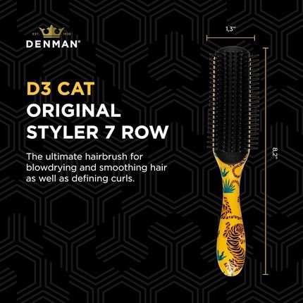 Denman Curly Hair Brush D3 Tiger 7 Row Styling Brush For Detangling Separating Shaping And Defining Curls 1 Count
