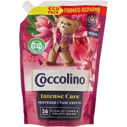 Coccolino Intense Care Concentrated Fabric Softener Tiare Flowers And Red Fruits Eco Pack Refill 26 Washes 600Ml
