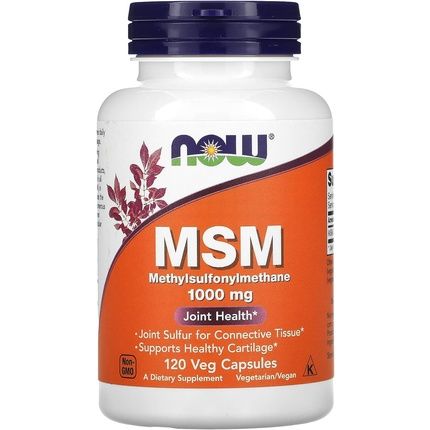 Now Supplements Msm Methylsulfonylmethane 1000Mg Joint Health 120 Veg Capsules