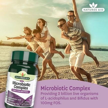 Natures Aid Microbiotic Complex With L. Acidophilus And Bifidus And Fos Vegan 60 Capsules