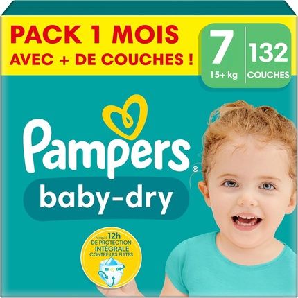 Pampers Nappies Size 7 Baby-Dry Extra Large Monthly Box Up To 12 Hours All-Round Leak Protection