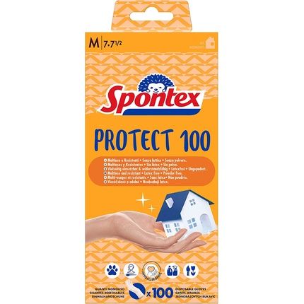 Spontex Protect 100 Disposable Gloves - Medium, 100Pk M Pack Of 100