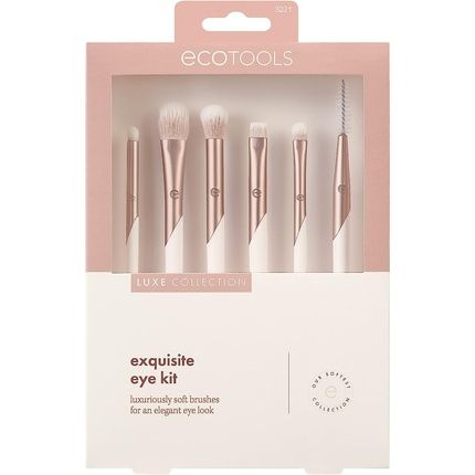 Ecotools Luxe Natural Elegance Professional Makeup Brush Set For Face Cheek And Eye Makeup 5 Piece Set Pink - Image 3