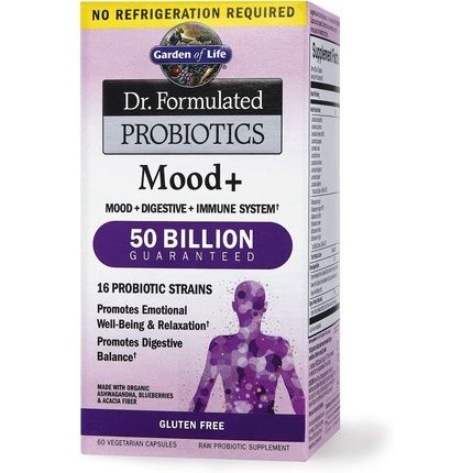 Garden Of Life Dr. Formulated Mood+ Probiotics Vegetarian Capsules 60 Count