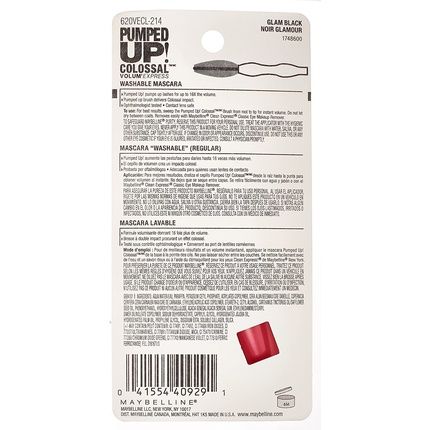 Maybelline Volum' Express Pumped Up Colossal Washable Mascara 214 Glam Black 0.33 Fl. Oz. (9.7 Ml) - Image 3