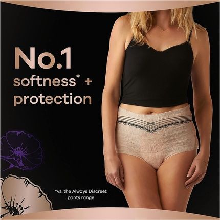 Always Discreet Boutique Incontinence Pants Women Medium Plus 9 High Absorbency Pants Odor Neutralizer Dress Size 10-16 Beige