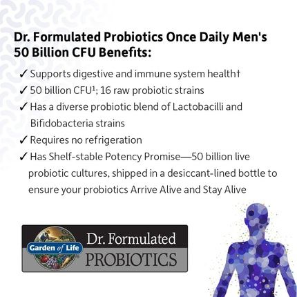 Garden Of Life Probiotics For Men And Adults Dr. Formulated Once 50 Billion Cfu With Organic Prebiotic 30 Count - Image 3