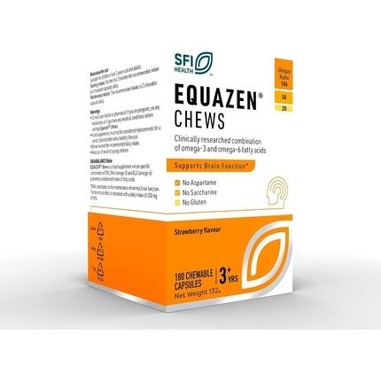 Equazen Chews Omega 3 & 6 Supplement Supports Brain Function 180 Strawberry Flavoured Chews 180 Count