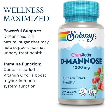 Solaray D-Mannose With Cranactin Cranberry Supplement 400Mg 60 Vegcaps - Image 3