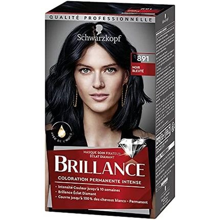Schwarzkopf Brillance Intense Permanent Hair Color With Oil - 891 Night Blue Black - Covers 100% Of Gray Hair - 1 Unit