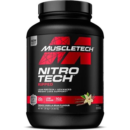 Muscletech Nitrotech Ripped Lean Protein Powder Weight Loss Support Whey Isolate Protein Shake For Men & Women Zero Sugar 61 Servings 1.8Kg French Vanilla Bean