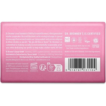 Dr Bronner'S Cherry Blossom Pure-Castile Bar Soap With Organic Ingredients And Essential Oils 140G
