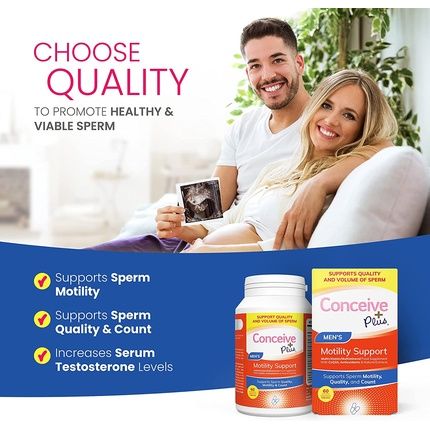 مكمل Conceive Plus للحركة للرجال، فيتامين E، زنك، الجينسنغ CoQ10، 60 كبسولة