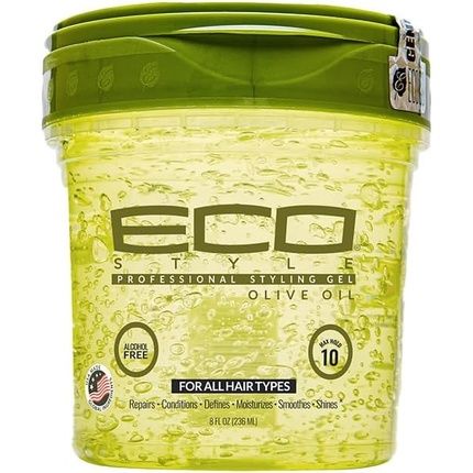 Ecostyle Olive Oil Styling Gel Green All Day Hold Alcohol Free Paraben Free Sulphate Free No Flaking Anti-Itch 236Ml