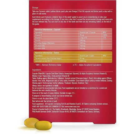 Seven Seas Omega-3 Fish Oil Turmeric High Strength Tablets With Vitamin D And Epa & Dha Whole Body Health+ Duo Pack 60 Tablets