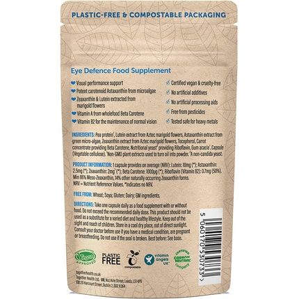 Together Health Eye Vitamin Complex With Strong Carotenoids For Vision: Astaxanthin Zeaxanthin & Lutein - Vitamin A - Protects Against Blue Light - 30 Vegan Vegecaps