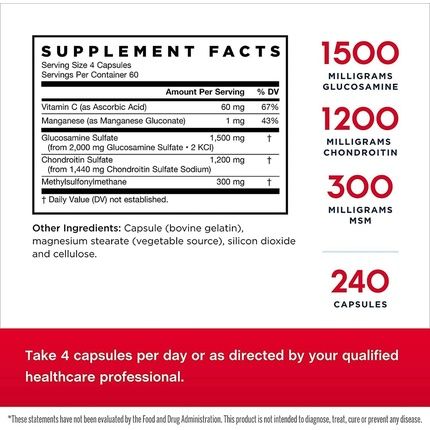Jarrow Formulas Glucosamine Chondroitin Msm 240 Capsules - Image 3