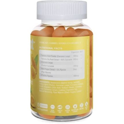 Nutriburst Turmeric Curcumin & Black Pepper Antioxidant Plant Based Sugar Free Chewable Supplements 60 Gummies - Image 3