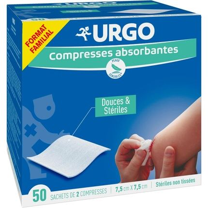 Urgo Sterile Nonwoven Compresses For Family & Infants 100 Compresses 7.5