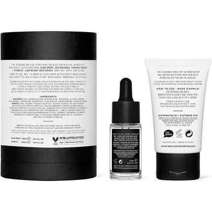 Pestle & Mortar Glowing Duo Self Tanner Travel Kit - Customizable Sunless Self Tan Drops With Hydrating Anti-Aging Face Moisturizer - Cruelty Free And Vegan - Image 3