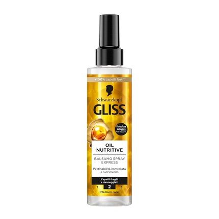 Schwarzkopf Gliss Oil Nutritive Conditioner Spray Express 200Ml Leave In Conditioner Spray With Omega-9 And Marula Oil