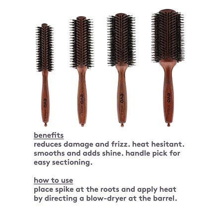 Evo Spike Nylon Pin Bristle Radial Brush 28Mm - Styling Brush With Boar Bristles For Quick And Easy Blow Drying - Certified Wood Hairbrush For Women And Men - Image 3