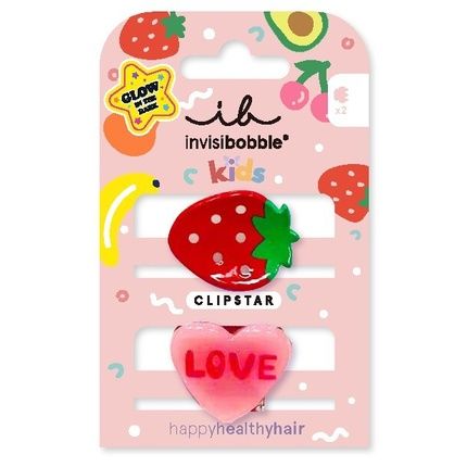 Invisibobble Clipstar Glow Frutti Strawberry Hair Clips - 2 Pieces