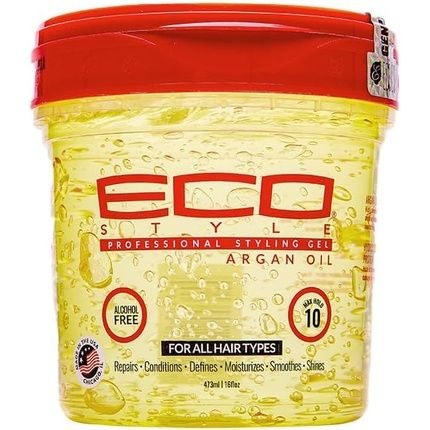 Eco Style Styling Gel With Moroccan Argan Oil All Day Hold Alcohol Free Paraben Free Sulphate Free No Flaking Anti-Itch 473Ml Amber