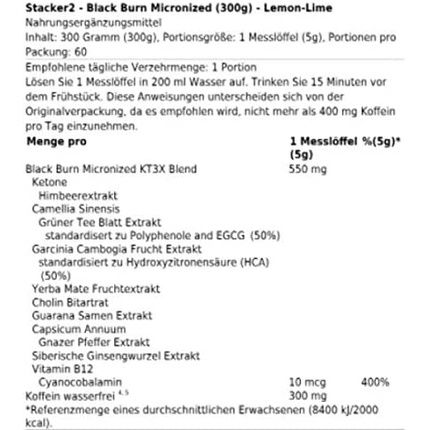 Stacker 2 Black Burn Micronized 300Gr 60 Serving-Lemon - Image 3