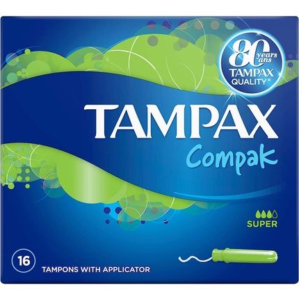 Tampax Compak Super Tampons With Applicator 16 Pieces