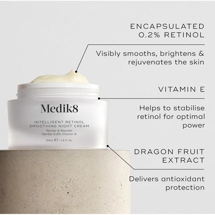 Medik8 Intelligent Retinol Smoothing Night Cream With Renew And Nourish Vitamin A 50Ml