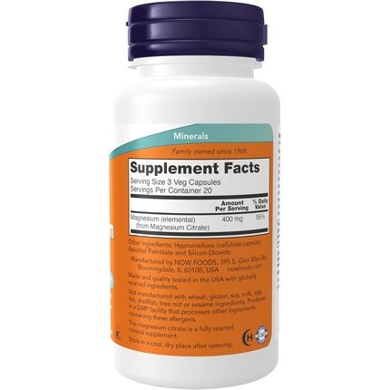 Now Supplements Magnesium Citrate For Enzyme Function And Nervous System Support