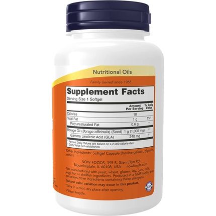 Now Foods Borage Oil 1000Mg 60 Softgels