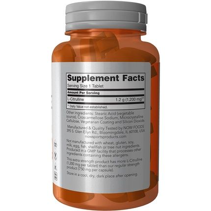 Now Sports Nutrition L-Citrulline Extra Strength 1200Mg Amino Acid 120 Tablets
