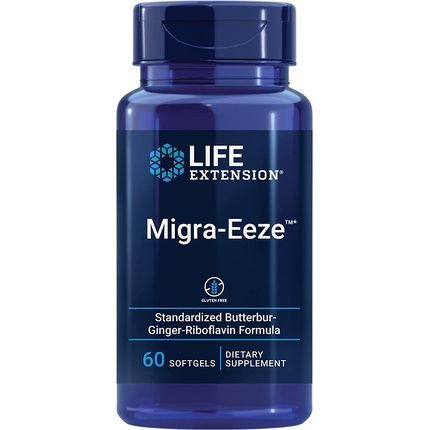 Life Extension Migra-Eeze Butterbur Root Extract With Vitamin B2 & Ginger Supplement 60 Softgels