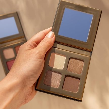 Inika Organic Quad Eyeshadow Palette Pure Mineral Shimmer Longwear Highly Pigmented Blendable With Vegan Cocoa Seed Extract And Organic Carnauba Wax Cruelty-Free Makeup Wind