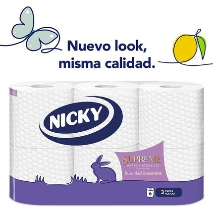 Nicky Supreme Toilet Paper 6 Rolls 3 Ply Pack Of 6