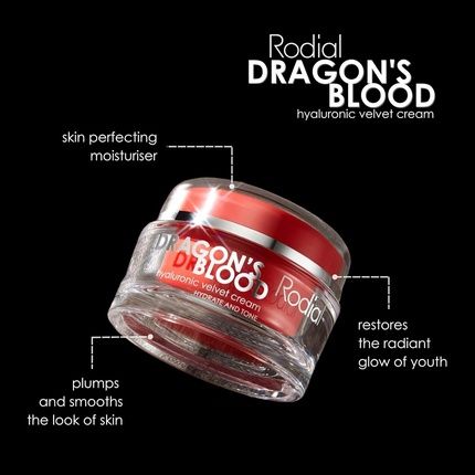 Rodial Dragons Blood Hyaluronic Velvet Cream 1.69Fl.Oz - Hyaluronic Acid And Hydromanil For Dry Skin - Buttery Luxurious Cream - Day Night Care