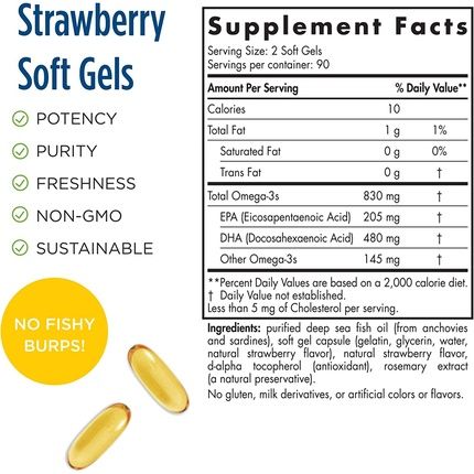 Nordic Naturals Dha Strawberry Soft Gels 180 Count 830Mg Omega-3 High-Intensity Formula For Brain And Nervous System Support