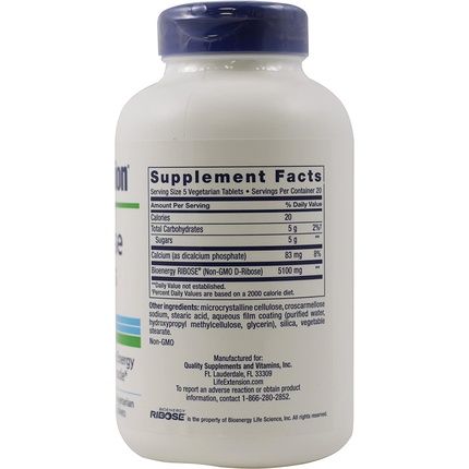 Life Extension D-Ribose Tablets 100 Vegetarian Tablets