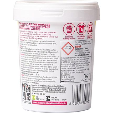 Pink Stuff The Miracle Laundry Oxi Stain Remover Powder For Whites 1Kg