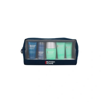 Biotherm Homme Aquapower Set - Includes Cleanser, Shower Gel, Shaving Foam, Deodorant Roll-On, Advanced Gel, And Pouch