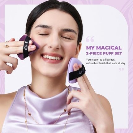 Jessup Triangle Powder Puff 2Pcs Soft For Foundation Setting