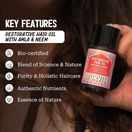 Ayurvita Amla & Neem Hair Oil - Restorative Hair Care For Dry Hair
